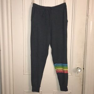 Soft comfy sweatpants with colored stripes!